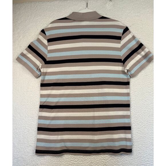 Lacoste Polo Shirt Mens Extra Large Striped Grey Black Cream Classic Fit Preppy - Picture 2 of 7